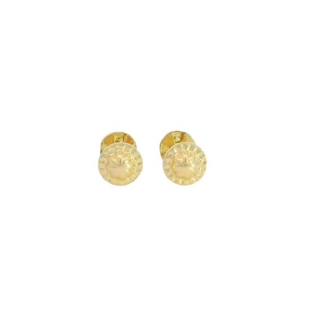 RR-5462 - Pendientes de Oro 18K Redondos con Circonitas de 4 mm