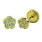 RR-5463 - Pendientes de Oro 18K en Forma de Flor con Circonitas y Cierre de Rosca