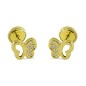 RR-3763 - Pendientes de Oro 18K en Forma de Mariposa con Circonitas y Cierre de Rosca