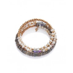 53000P09019 - Pulsera triple tipo muelle con cuentas sra fashion