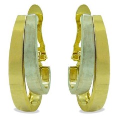 RR-00863 - Pendientes de Oro 18K Bicolor de Doble Aro con Cierre Catalán (20x8 mm)