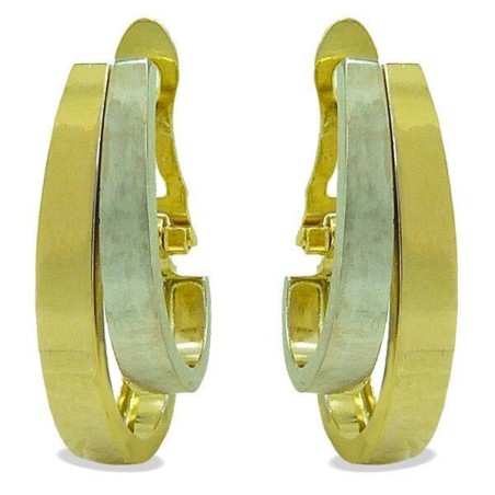 RR-00863 - Pendientes de Oro 18K Bicolor de Doble Aro con Cierre Catalán (20x8 mm)