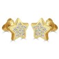 RR-4336 - Pendientes de Oro 18K en Forma de Estrella con Circonitas y Cierre de Presión (Diámetro 11 mm)