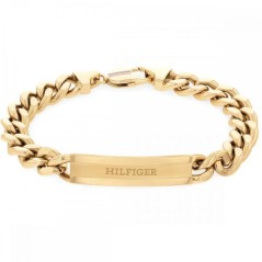 2790580 - Pulsera Tommy Hilfiger Cadena y Placa de Acero con Baño en Oro para hombre