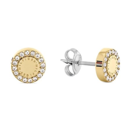 2780908 - Pendientes Tommy Hilfiger Botón de Acero Inoxidable con Baño en Oro y Cristales Brillantes para Mujer