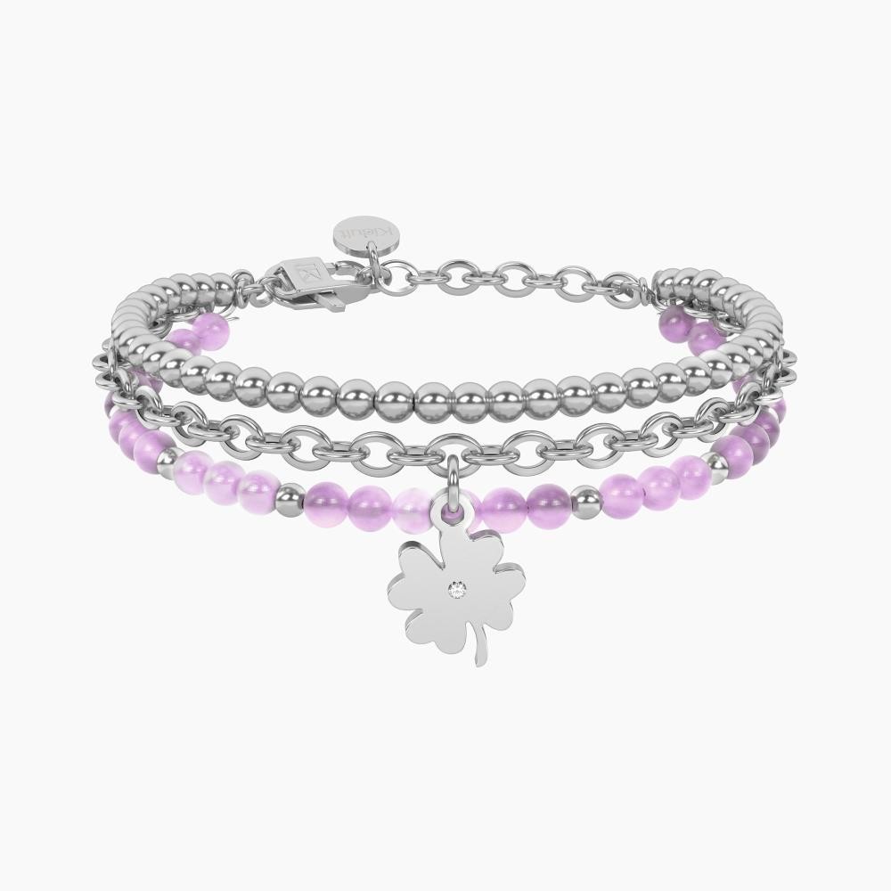 ES732319 - Pulsera de Jade Rosa con Trébol - Suerte