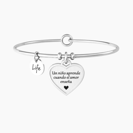 ES732142 - Pulsera Rígida con Corazón y Frase "El Amor Enseña" - KIDULT ES732142