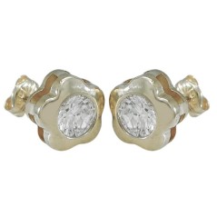 RR-3904B - Pendientes oro blanco margarita 5mm presión