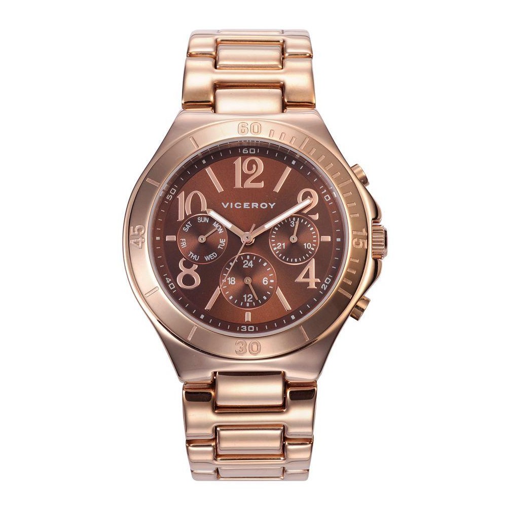 40708-45 - Reloj Viceroy de Mujer. Esfera Redonda marron. Caja de acero ip rosa.