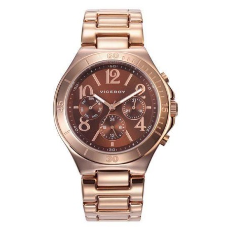 40708-45 - Reloj Viceroy de Mujer. Esfera Redonda marron. Caja de acero ip rosa.