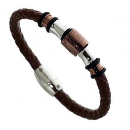 6092P01011 - Pulsera Viceroy Fashion de acero bicolor ip marron y piel