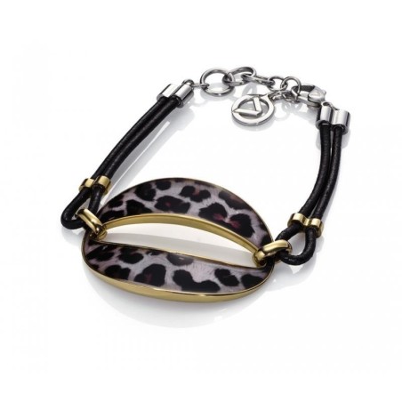 2219P09011 - Pulsera de Viceroy Fashion en acero e ip dorado para mujer con correa de piel ne