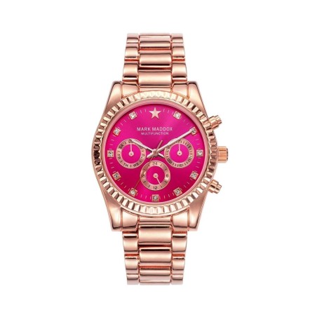 MM3028-77 - Reloj Mark Maddox de Mujer. Modelo MM3028-77. Brazalete de metal e ip rosa. Esfera redonda de color fucsia. 