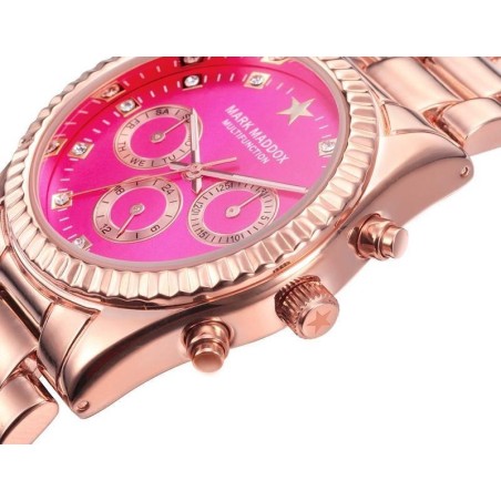 MM3028-77 - Reloj Mark Maddox de Mujer. Modelo MM3028-77. Brazalete de metal e ip rosa. Esfera redonda de color fucsia. 