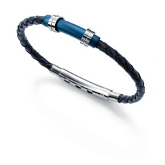 6340P09013 - Pulsera Viceroy Fashion de acero, piel azul e ip azul para hombre.