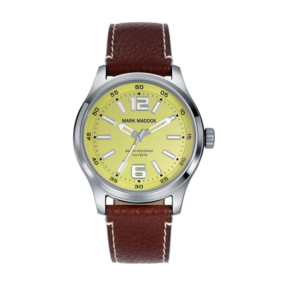 HC3013-15 - Reloj Mark Maddox de Hombre. Correa de piel de color negro. Esfera redonda de color beige.  