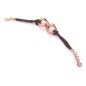 6354P19019 - Pulsera de acero, ip rosado y cordon marron de algodon para mujer