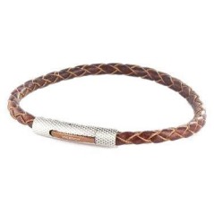 6075P01011 - Pulsera Viceroy Fashion de acero bicolor Ip marron y piel marron.