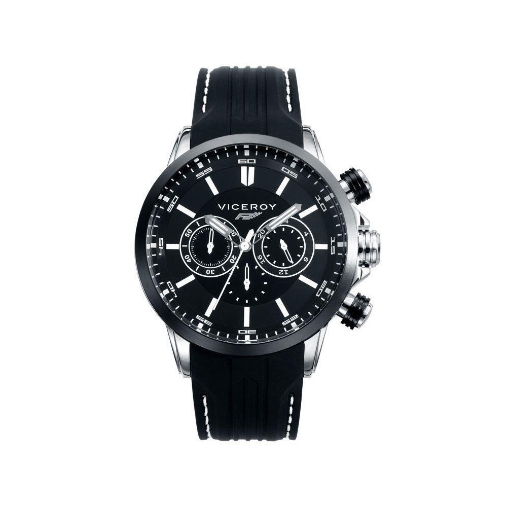 47823-57 - Reloj Viceroy de Hombre. Correa de caucho de color negro con pespunte blanco.  C