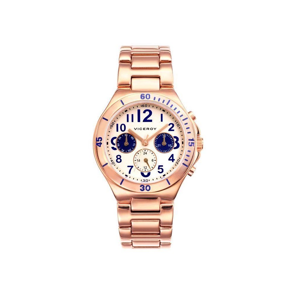 40786-25 - Reloj Viceroy de Mujer. Brazalete de acero e Ip rosa. Esfera redonda de color bl