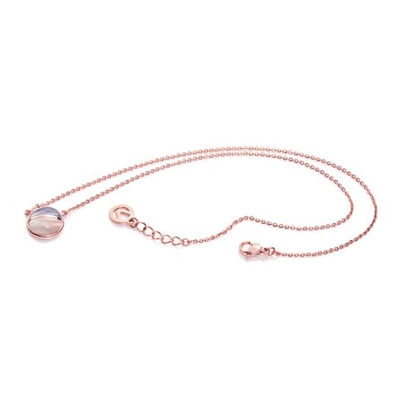 6412C19017 - Collar de acero ip rosado y cristal