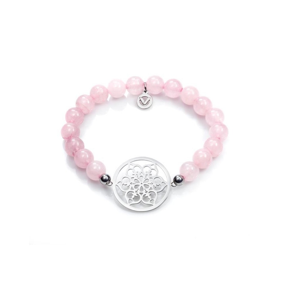 90006P11000 - Pulsera Viceroy Fashion en acero y agata rosa para mujer. 