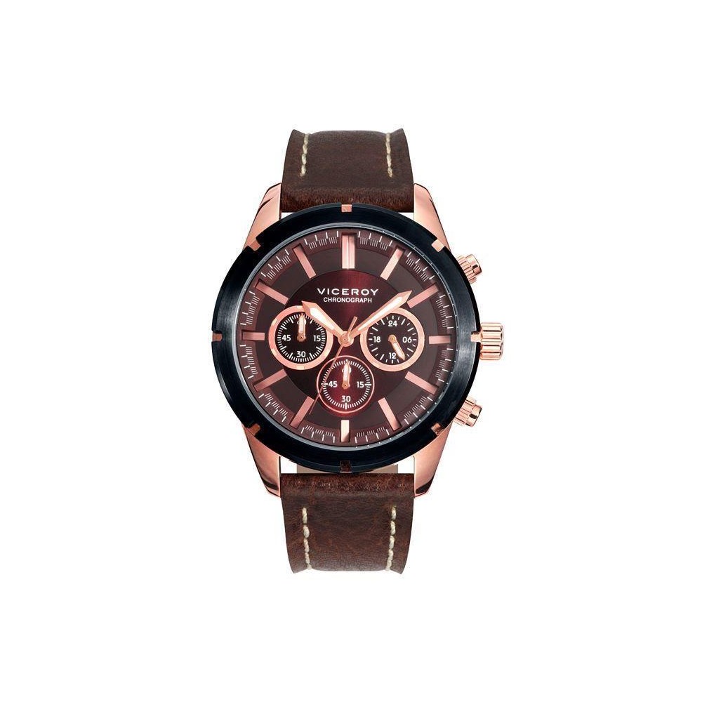 47807-57 - Reloj Viceroy de Hombre. Correa de piel de color marron. Esfera redonda de color