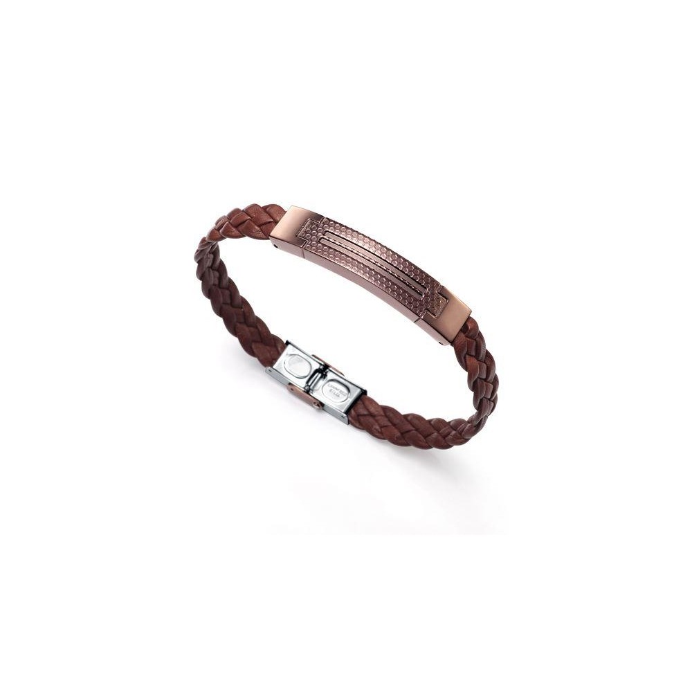 2236P01011 - Pulsera Viceroy Fashion de acero e ip marron con piel para hombre.