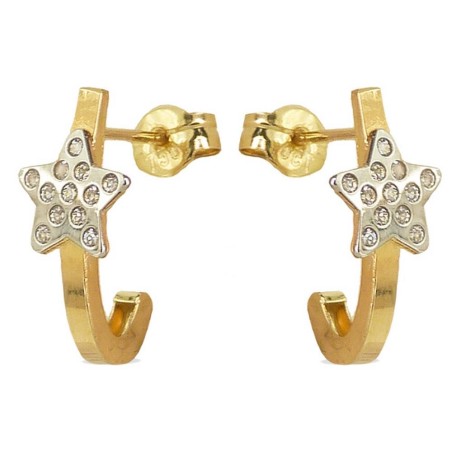 RR-4662 - Pendientes de oro de 18k con estrellas en oro blanco y piedras