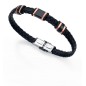 6259P09019 - Pulsera Viceroy Fashion de acero e ip negro, Ip rosa y piel para hombre.