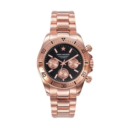 HM0007-97 - Reloj Mark Maddox de Unisex. Brazalete de metal e ip rosa. Esfera redonda de color negro. 