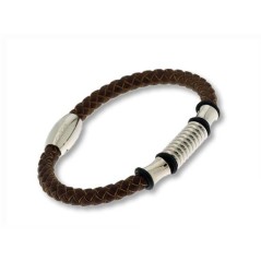 6039P01011 - Pulsera Viceroy Fashion de hombre en acero y piel marron