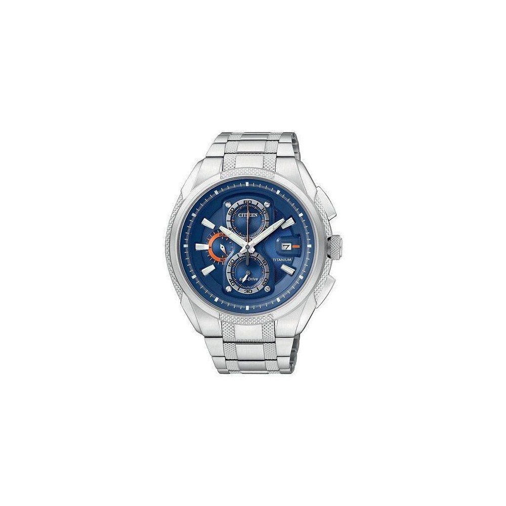 CA0200-54L - Reloj Citizen Super Titanium TI+IP Crono Eco Drive 020. Esfera azul. Cristal zaf