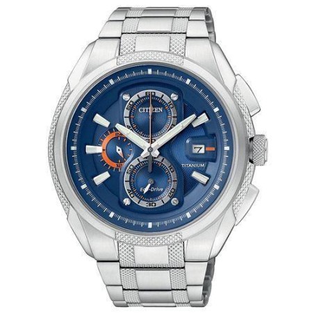 CA0200-54L - Reloj Citizen Super Titanium TI+IP Crono Eco Drive 020. Esfera azul. Cristal zaf