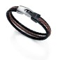 6226P01019 - Pulsera Viceroy Fashion de acero y piel negra y marron para hombre. Largo total 