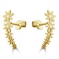 RR-5080 - Pendientes trepadores con flores en oro de 18k