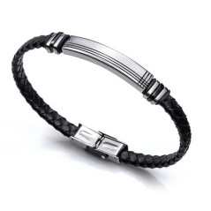 6300P01010 - Pulsera Viceroy Fashion de acero y piel para hombre.