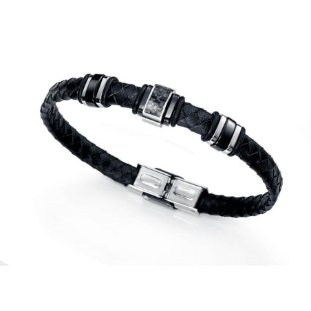 6188P09010 - Pulsera Viceroy Fashion de acero e ip negra para hombre con fibra de carbono y p