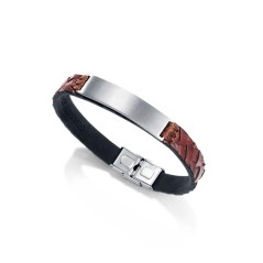 75067P01011 - Pulsera Viceroy Fashion de acero y piel marron para hombre