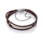 90054P01011 - Pulsera de 3 tiras de piel y acero para mujer