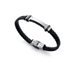 6336P09010 - Pulsera Viceroy Fashion de acero, piel e ip negro para hombre