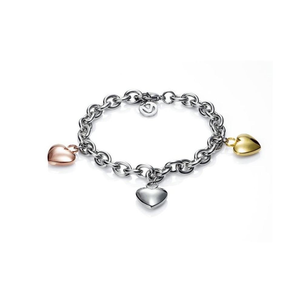 6198P01019 - Pulsera de la colección Viceroy Fashion para mujer con 3 corazones colgando en c