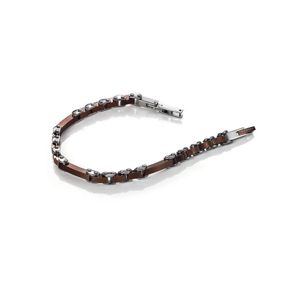 6105P09011 - Pulsera Viceroy Fashion de acero bicolor Ip marron para hombre.