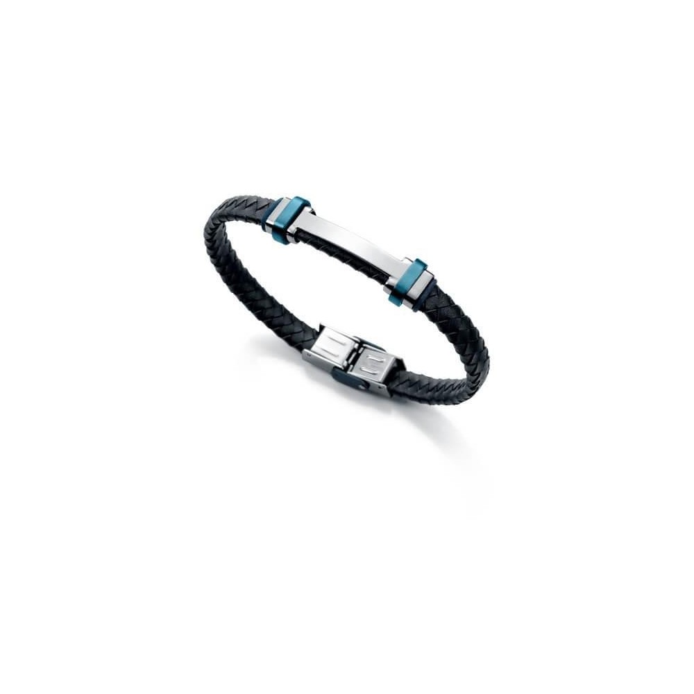 6336P09013 - Pulsera Viceroy Fashion de acero, piel azul e ip azul para hombre.