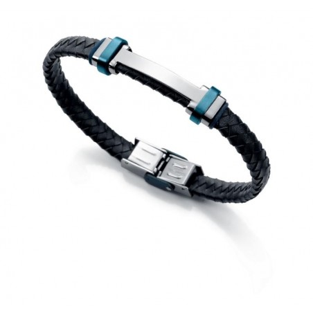 6336P09013 - Pulsera Viceroy Fashion de acero, piel azul e ip azul para hombre.