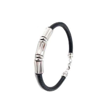 5044P01010 - Pulsera Viceroy Fashion de acero y piel de hombre.