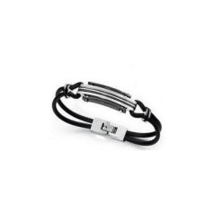 6082P01010 - Pulsera Viceroy Fashion bicolor de acero e ip negro con caucho para hombre.