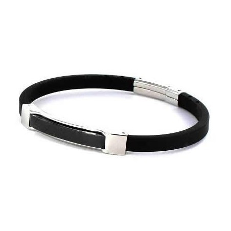 6074P09010 - Pulsera Viceroy Fashion de acero bicolor Ip negro en caucho negro.