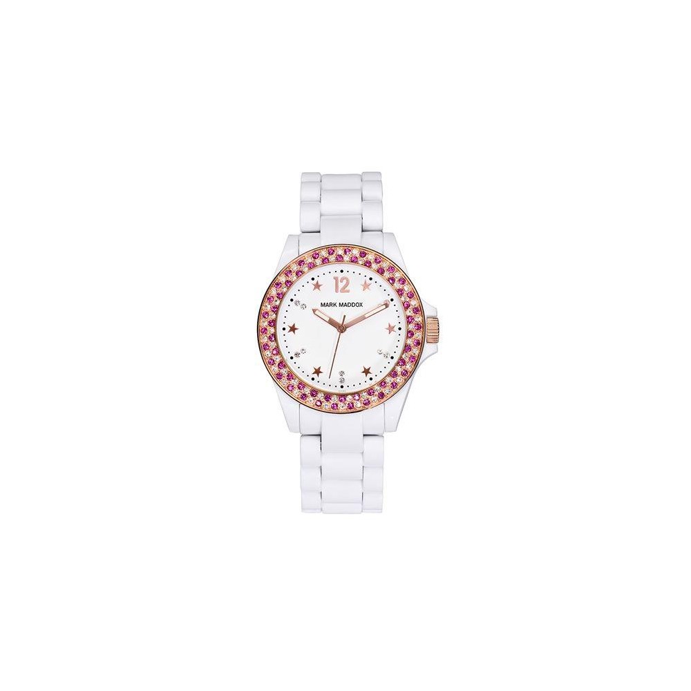 MP3011-05 - Reloj Mark Maddox de Mujer. Esfera redonda de color blanco 