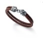 6229P01011 - Pulsera Viceroy Fashion de acero y piel marron para hombre. Largo total de 21,50